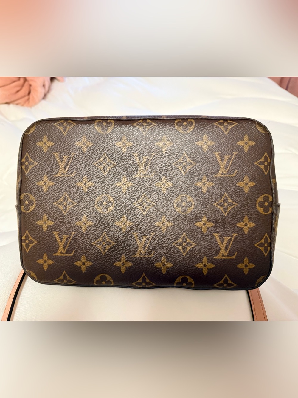 Louis Vuitton Brown Monogram with Pink Leather Drawstring Shoulder Bag - Picture 7 of 11